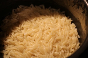 Cook Orzo without using salt about 7 minutes.